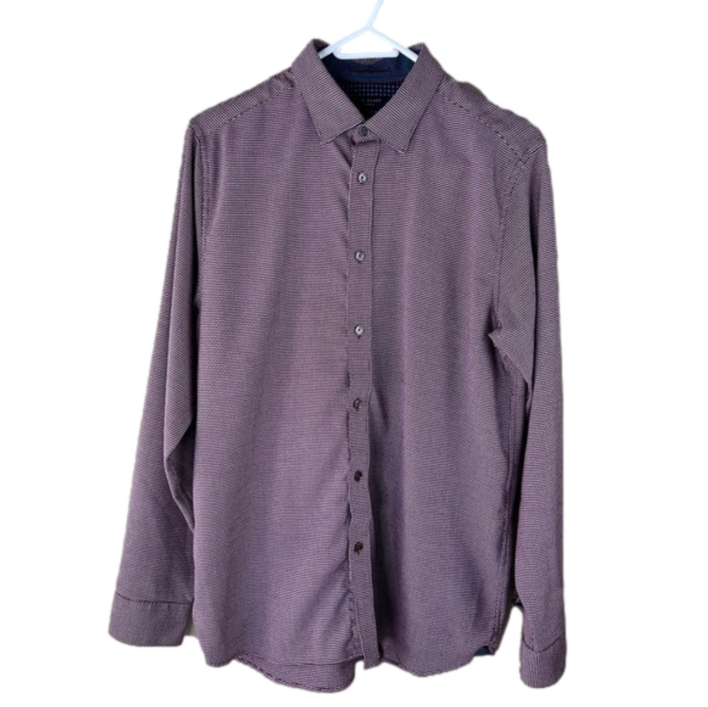 Men's Ted Baker  Burgundy Casual Button up Up Shirt